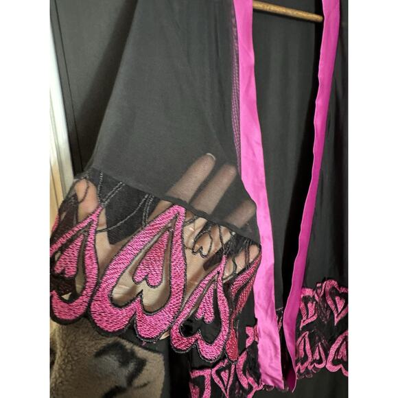 Roma Confidential black pink sheer heart Robe Size S/M indie whimsigoth coquette - Picture 3 of 8